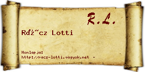 Rácz Lotti névjegykártya